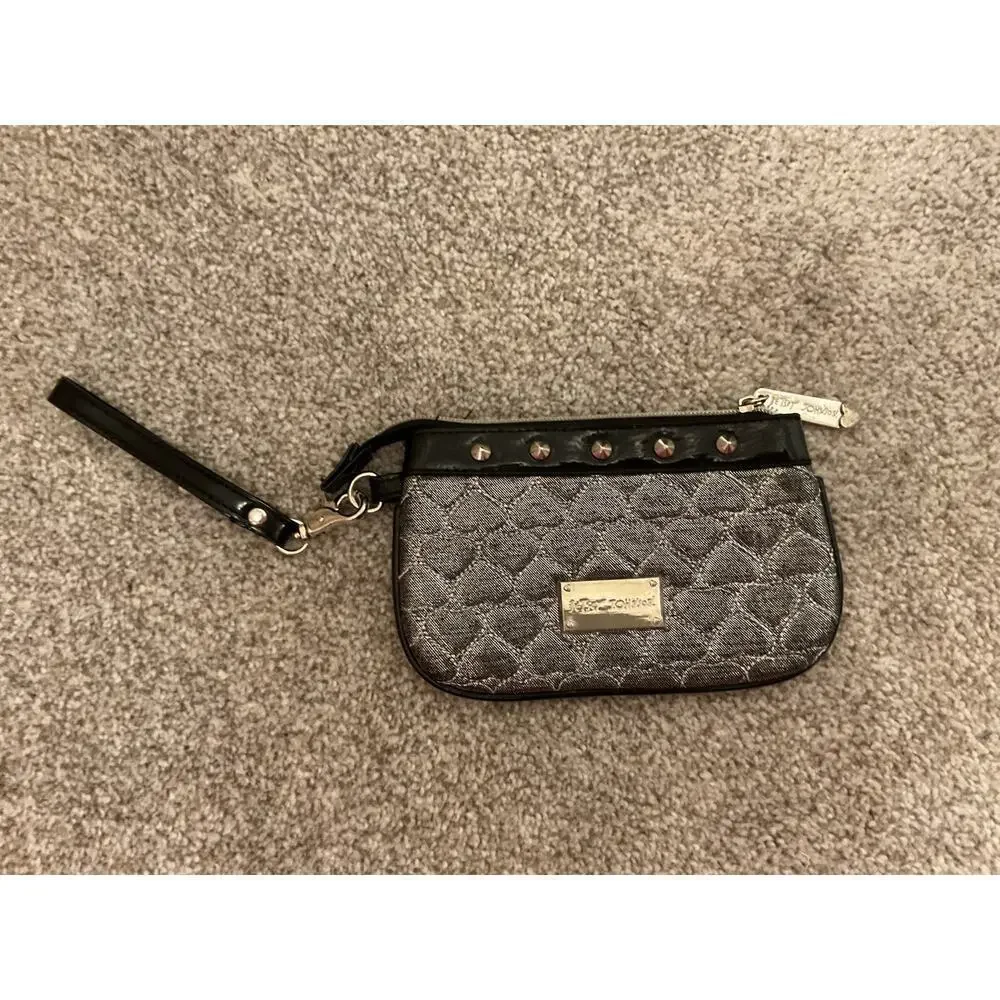 Betsey Johnson Studded Quilted Heart Patent Leather  